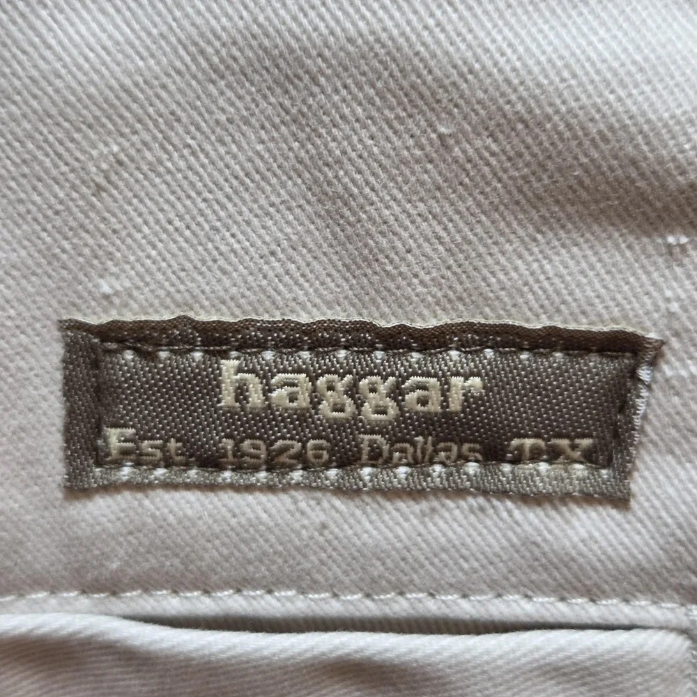 Haggar Pants Mens 32x29 Beige Flat Front Regular Fit Cotton Chino Khaki